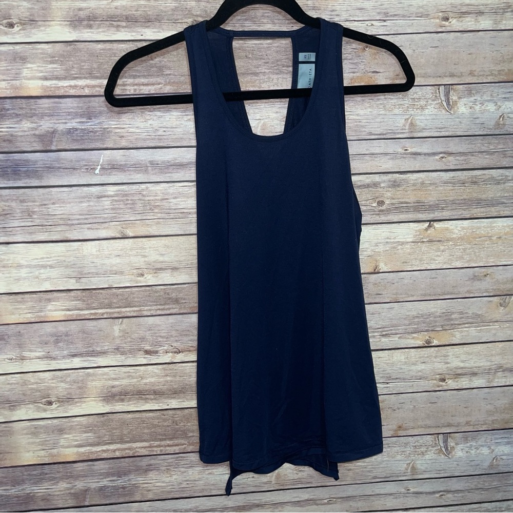 Athleta Workout Tank size XS Navy Blue Overlap Back EUC C4